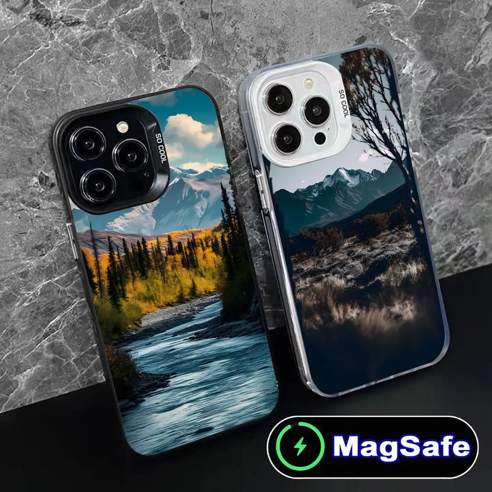 

Чехол для телефона Mountain Forest для iPhone 17 16 15 14 13 12 11 Air Pro Max Plus, прозрачный, цветной, с поддержкой MagSafe