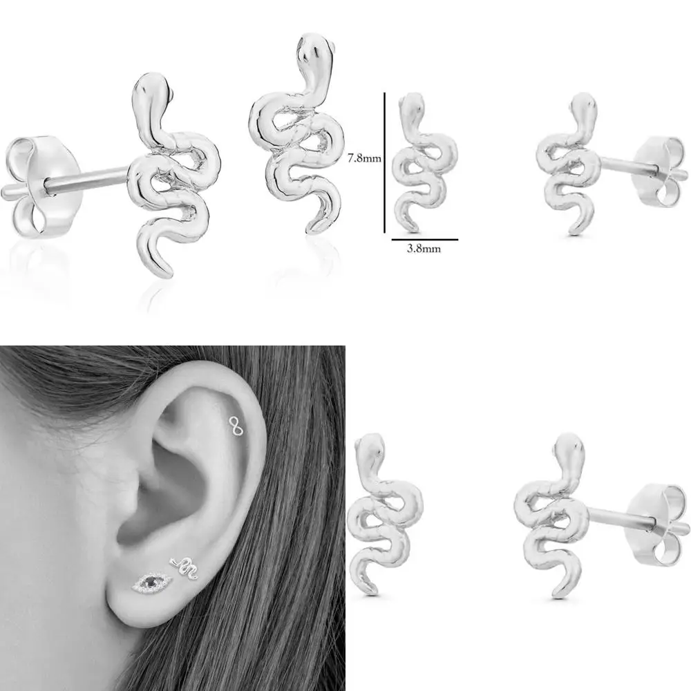 

14k Gold Small Snake Design Stud Earrings - Minimalist Jewelry for Everyday Wear