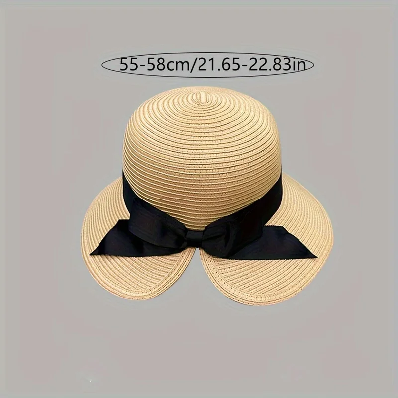 Grass hat, seaside sun hat, foldable ponytail bow, small face for outings, sun protection, UV rays, sun hat