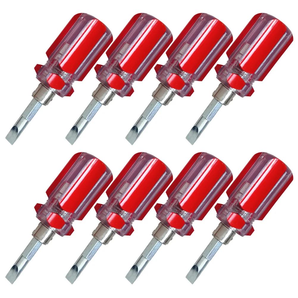 

8Pcs Dual-Purpose Screwdrivers Mini Portable Stubby Short Handle Chrome-Vanadium Steel 2 in 1 Slotted Cross Labor-Saving Hand