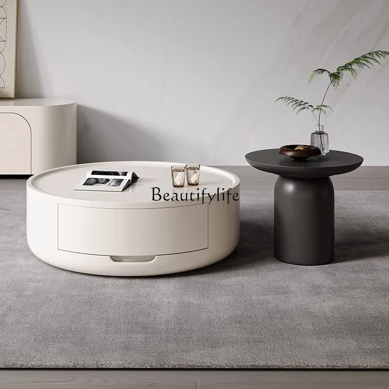 

Cream wind round size coffee table combination small apartment minimalist high senseSSS