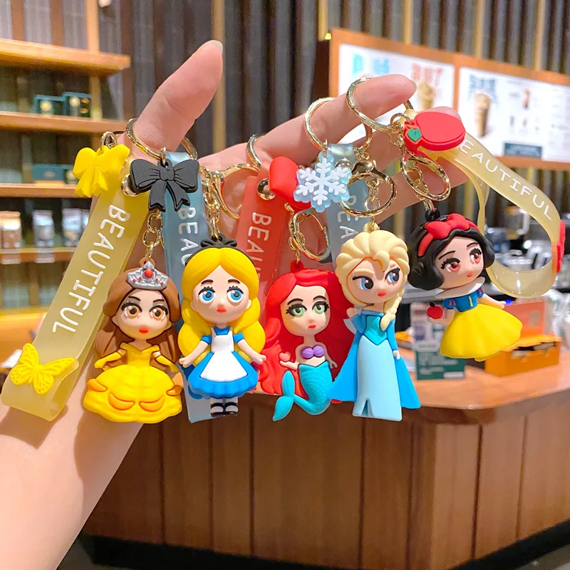 MINISO cartoon anime mermaid princess keychain, car keychain, couple's phone bag, hanging decoration, keychain, children's gift