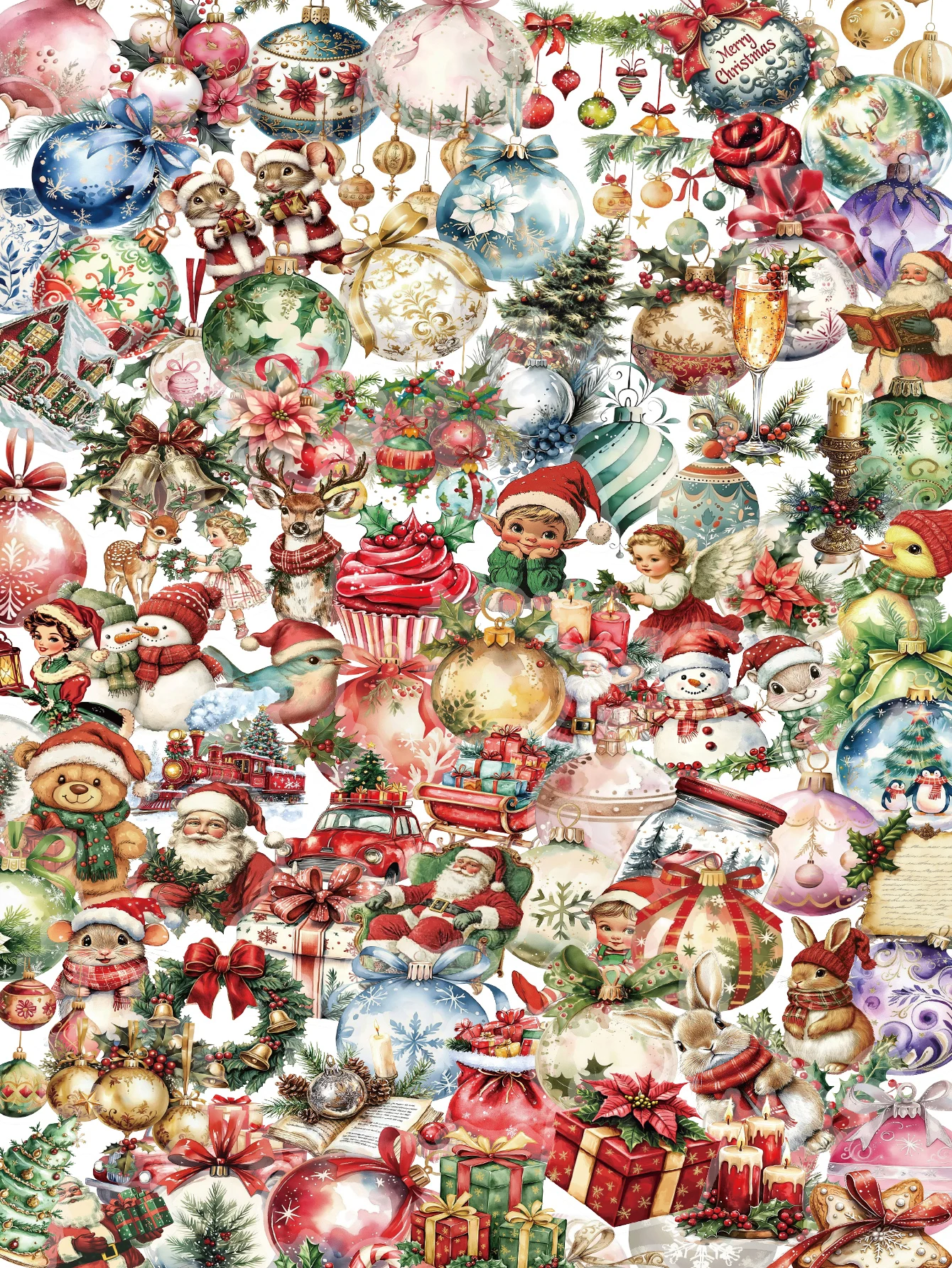 100 قطعة عيد الميلاد خمر PET ملصق جرس سانتا كلو ثلج الرنة شجرة عيد الميلاد هدية صندوق صندوق أدوات مكتب الزخرفية ملصق مائي