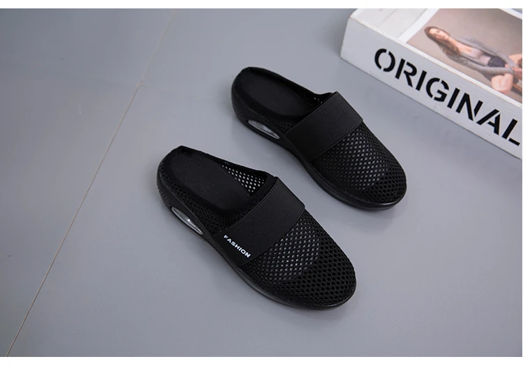 2025, Sommer europäische und amerikanische große Baotou-Halbhausschuhe für Damen, Mesh, ohne Absatz, Slip-on-Damenschuhe, flache Schuhe – Detail 33