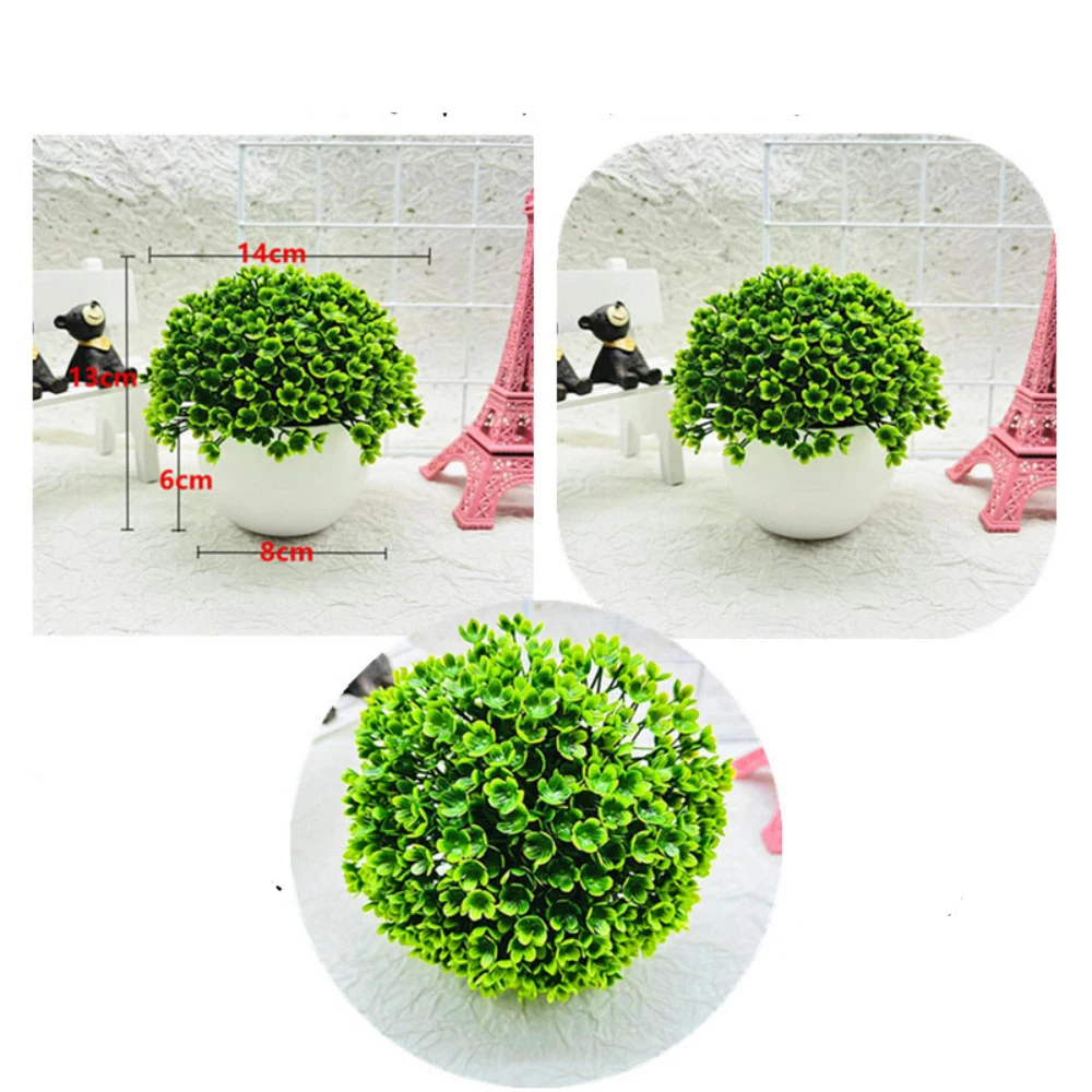 

Artificial Potted Plants Set Realistic Fake Ball Green Plants Faux Greenery Planter Pot Ornament Home Living Room Centerpiece