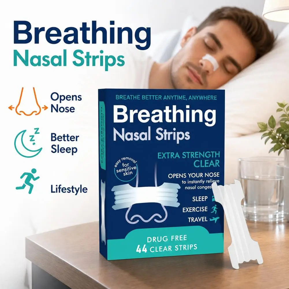 Extra Strength Nasal Breathing Strips, Drug Free Snoring Relief Nose Strips, Boost Airflow Improve Sleep, for Adults & Kids
