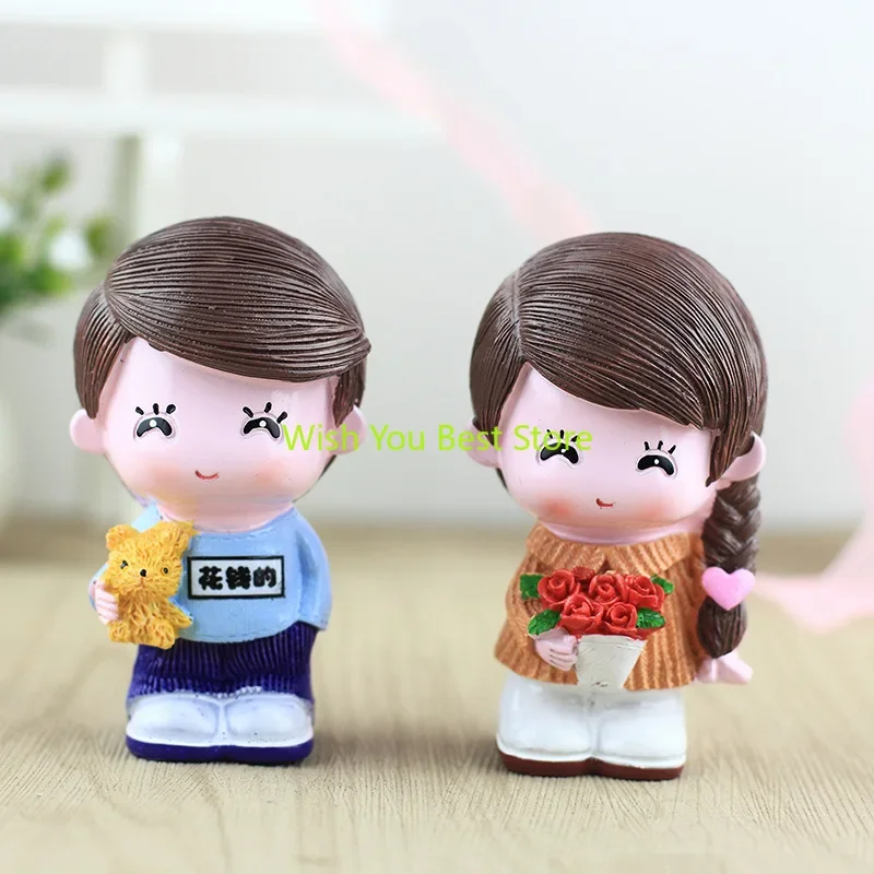 Creative Rabbit Hat Couple Cartoon Resin CraftDoll Decoration