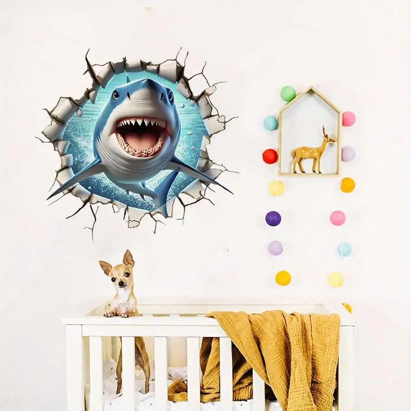 Shark Wall Sticker Bathroom Toilet Decor Living Room Cabinet Refrigerator Home Decoration Waterproof  Decals Stickers S582