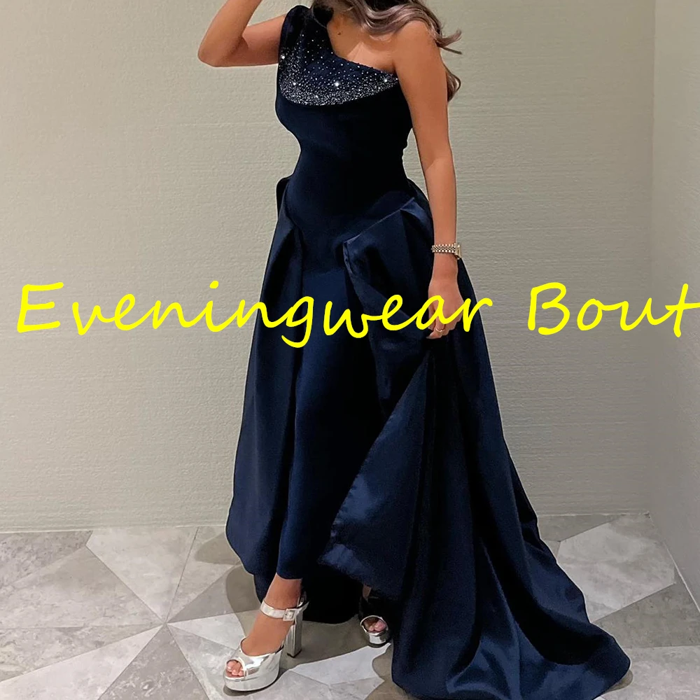 Customized High Quality Straight Floor Length Strapless Jersey Sleeveless Crystal Evening Dress Elegant vestidos para mujer