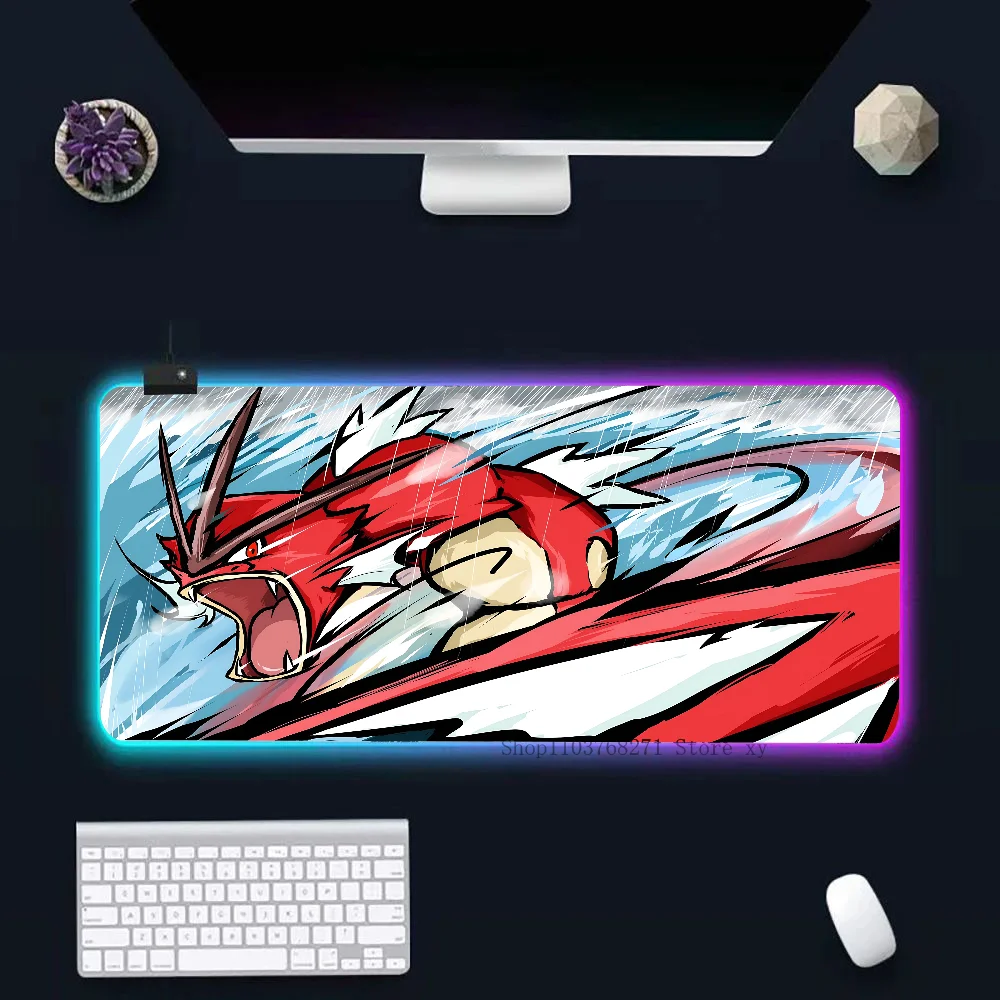 P-Pokemon Mousepad XXL RGB Gaming Mouse Pads HD Black Gamer Accessories Large LED