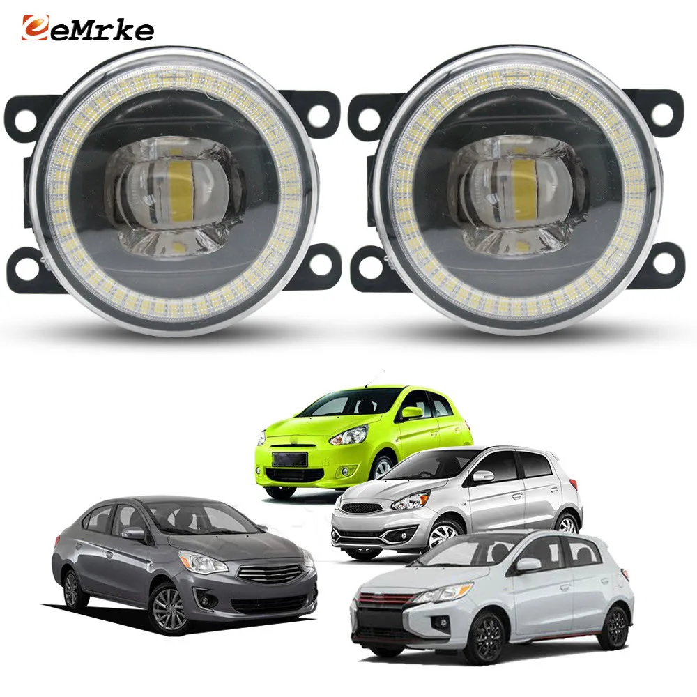 

LED Fog Lights for Mitsubishi Attrage Mirage G4 A10 VI Space Star Angel Eyes DRL Daytime Running Light PTF with Cut-Line Lens