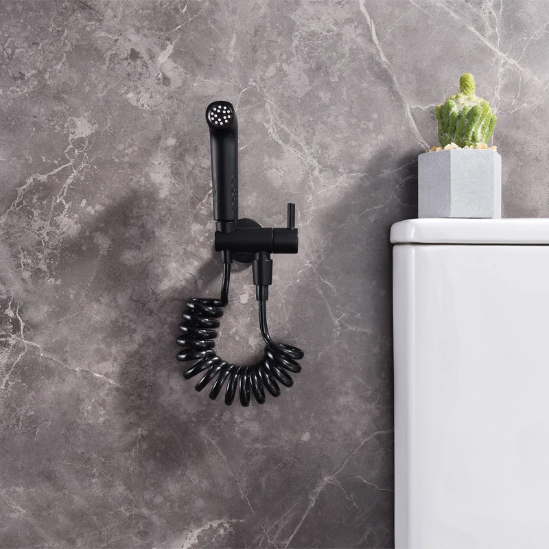 Handheld round Faucet Sprayer with Flexible Spring Shower Head - Handheld Water Bathroom Accessory Set with Telephone Line Hose