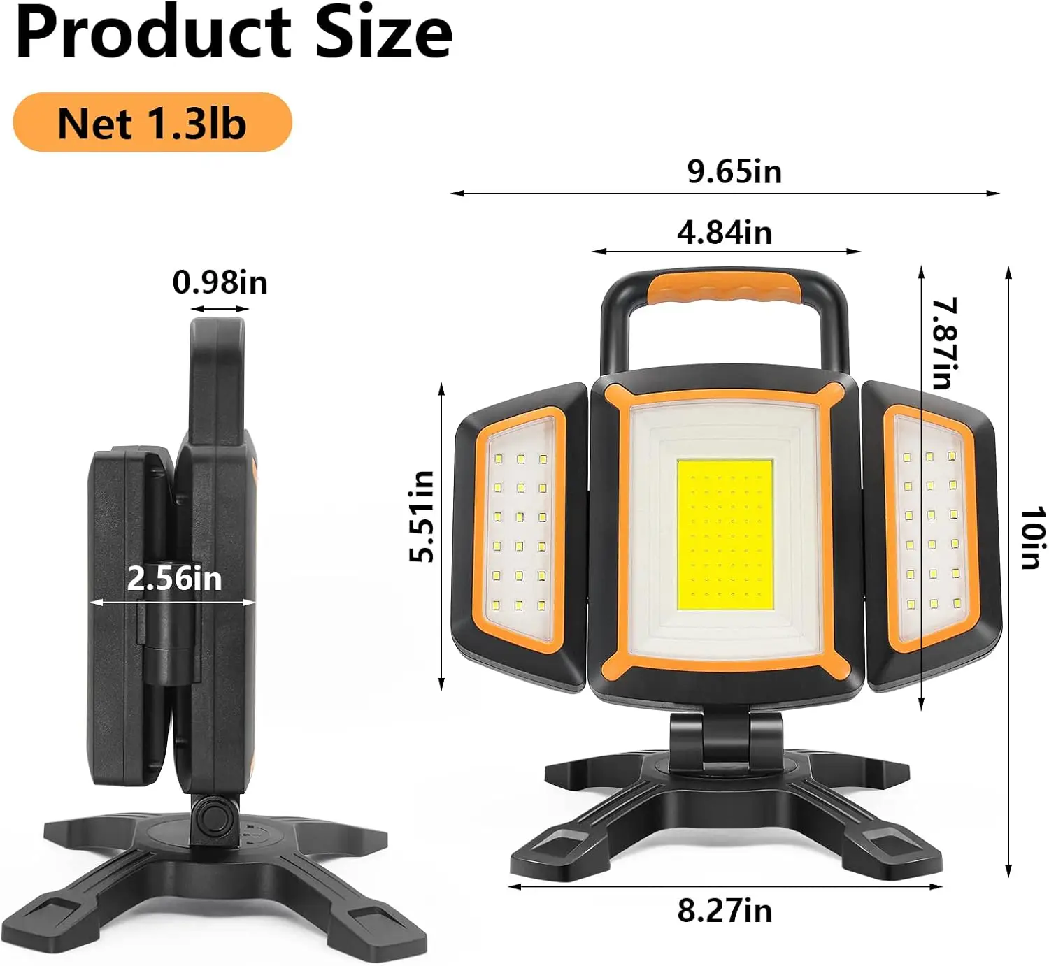 30W Rechargeable Work Light, 3000 Lumen Magnetic Work Light Battery Powered, Waterproof Portable Cordless Job Site Lighting for