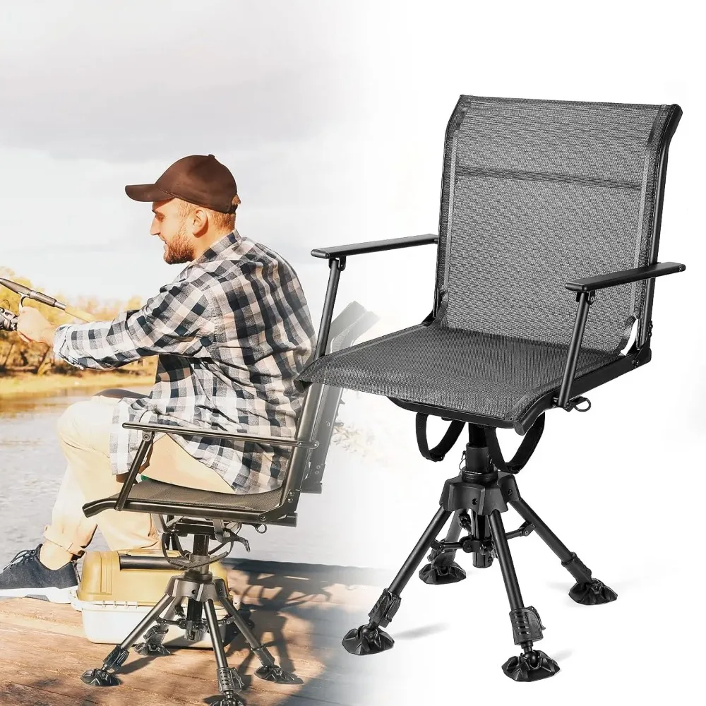 

360 Degree Silent Swivel Hunting Chair, Adjustable Height, Quick Folding, Portable for Deer Fishing Comfort
