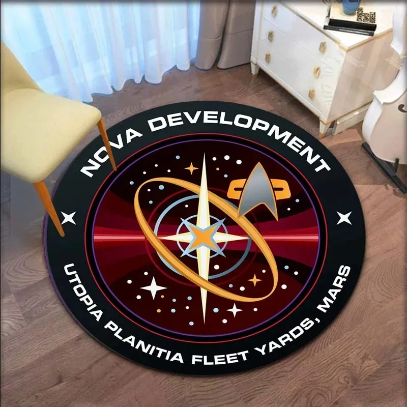 Star Trek Logo Round Carpet Home Decor Living Room Chair Floor Mat Bedroom Bathroom Kitchen Anti-Slip Door Mat
