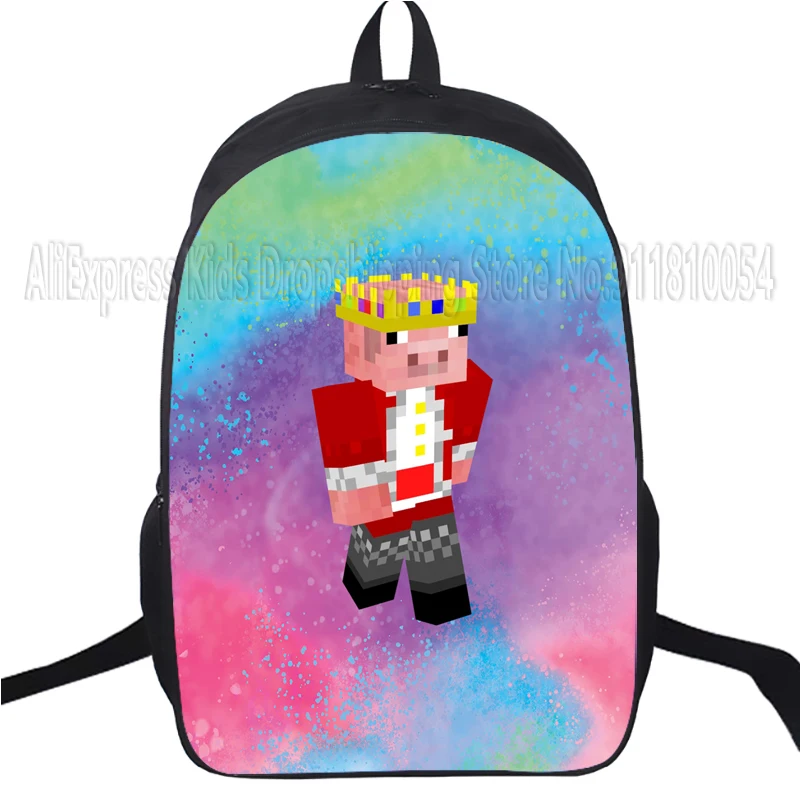 Technoblade-Mochila con estampado 3D de dibujos animados para niños, morral escolar con cremallera para estudiantes