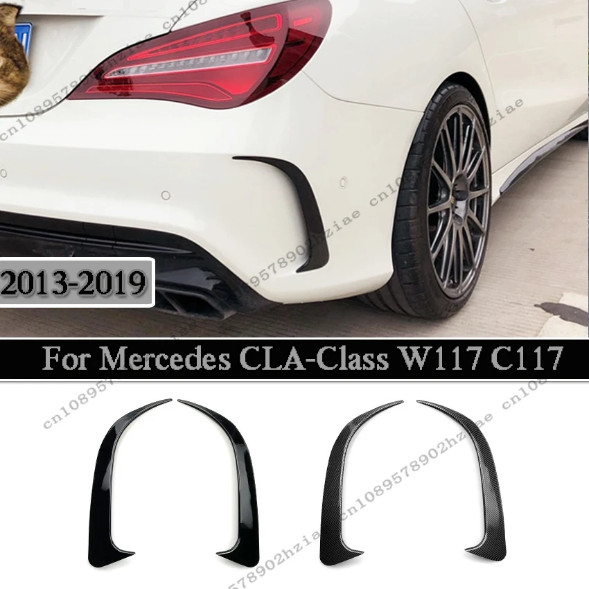 2 uds alerón de parachoques trasero negro brillante embellecedores de aletas para mercedes-benz Clase CLA W117 C117 CLA200 220 250 260 45 AMG 2013-2019 Tuning