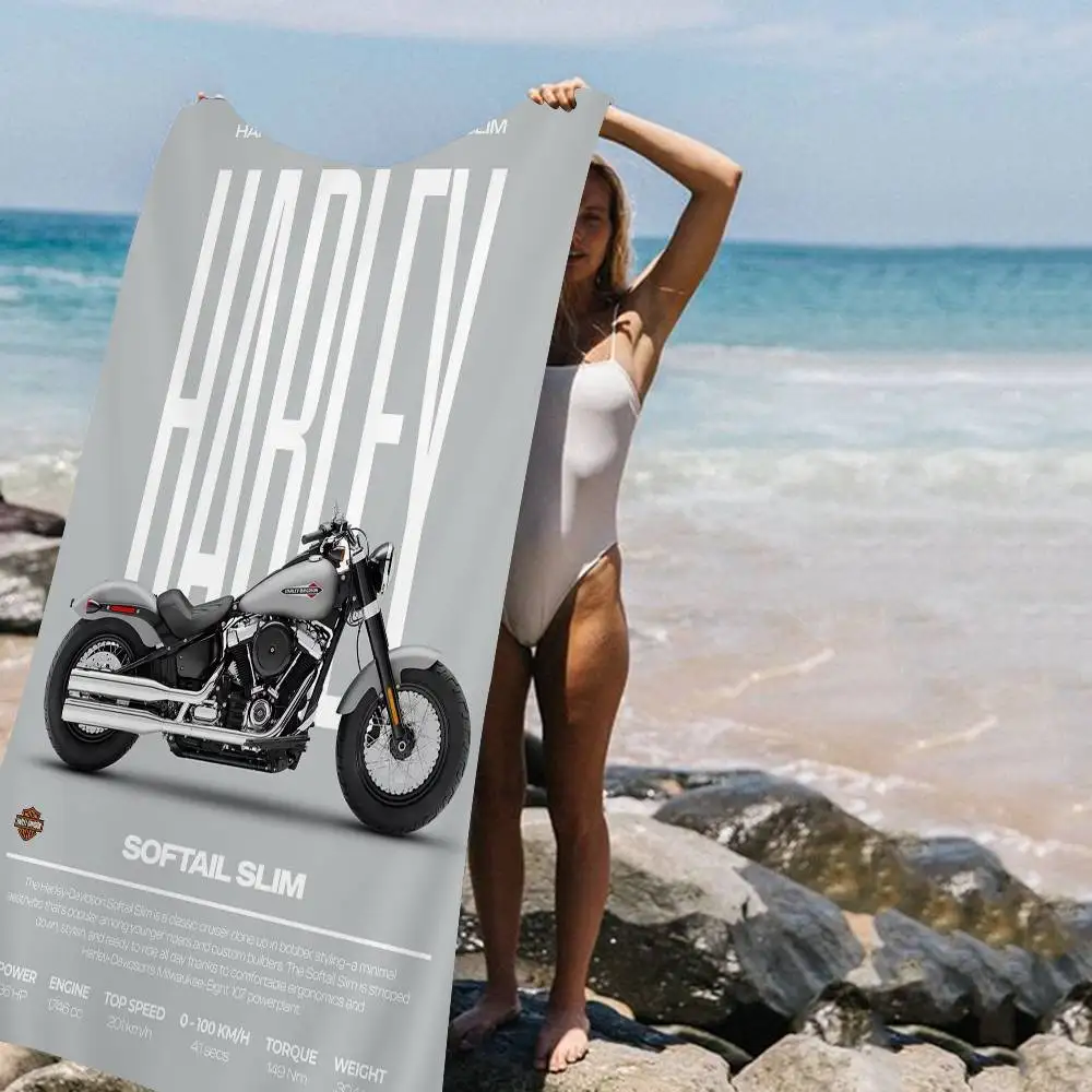 H-HarleyS LOGO Davidson Beach Towel Colorful Bath Towels For Girl Microfiber Quick Dry Custom Sand Free Beach Yoga Spa Gym Pool view 3