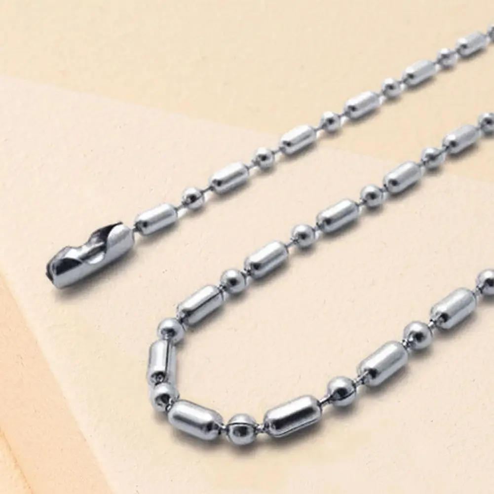 2.4mm Classic Ball Beads Unisex Long Necklace Stainless Steel Chain Necklace Women Men Casual Chain Necklace for Club