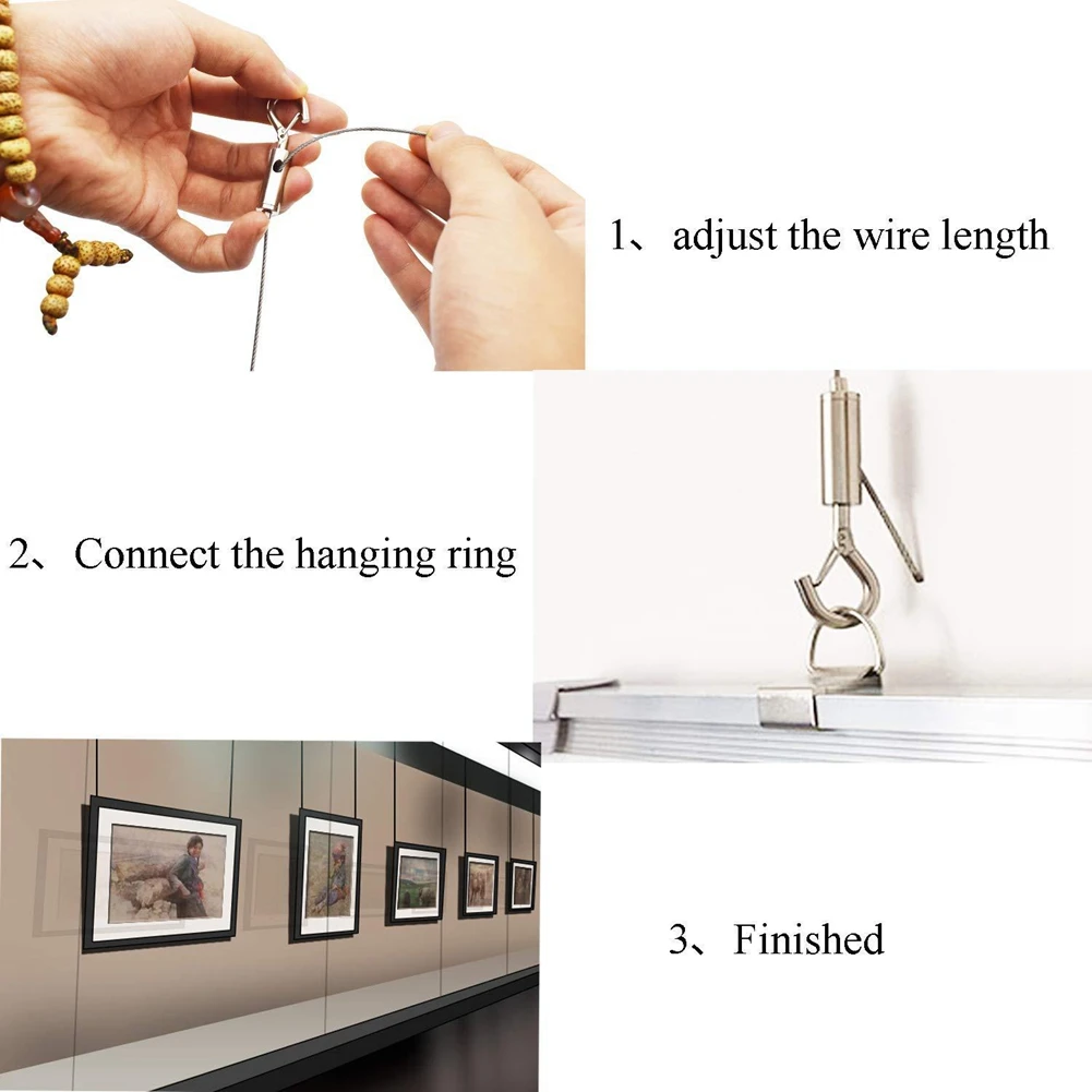

ABGR-6 PCS Heavy Duty Stainless Steel Wire Rope, 2M Adjustable Picture Hanging Wire For Mirror Hanging Hardware Light Lamp