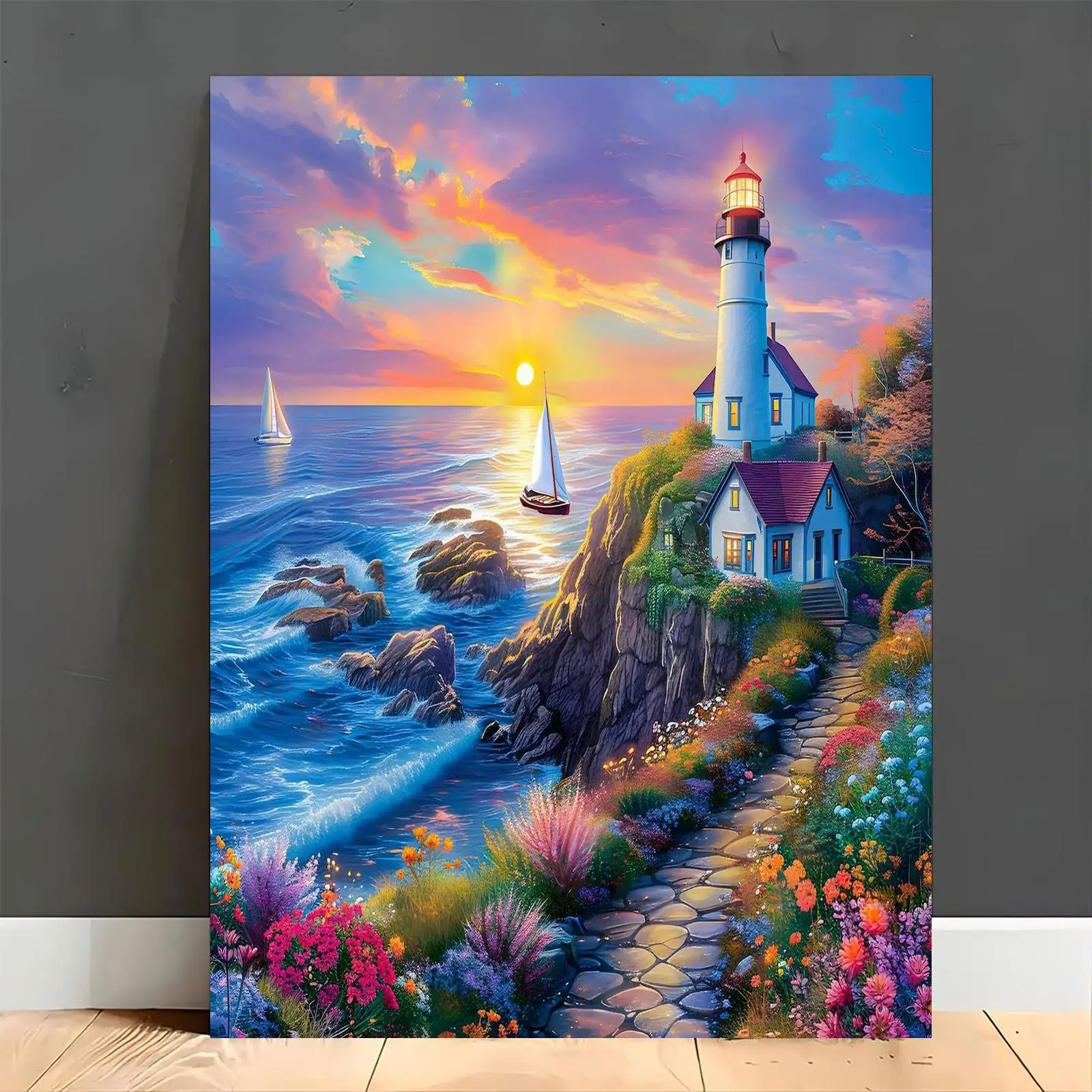 

500/1000/1200/2000PCS Puzzles for Adults Lighthouse Coast Flower Sunset Scenery,Jigsaw Puzzles Brain Games Gifts Home Decor