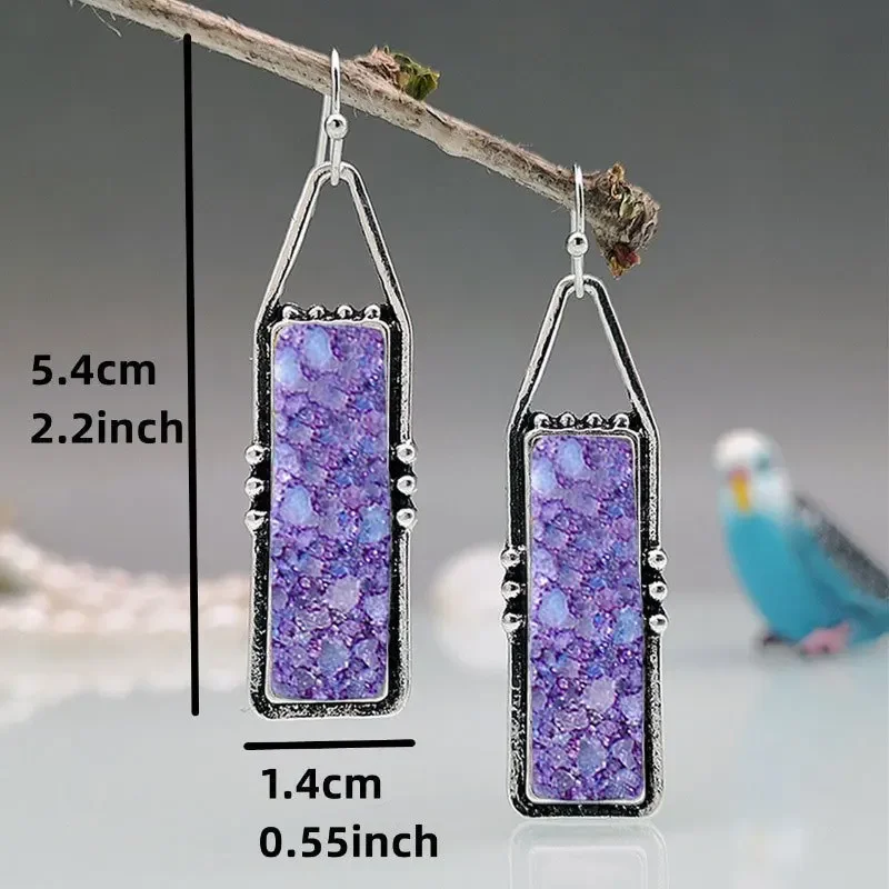 2PCS Retro Bohemian Earrings Imitation Turquoise Men\'s and Women\'s Vintage Jewelry Birthday Party Anniversary Gift Christmas