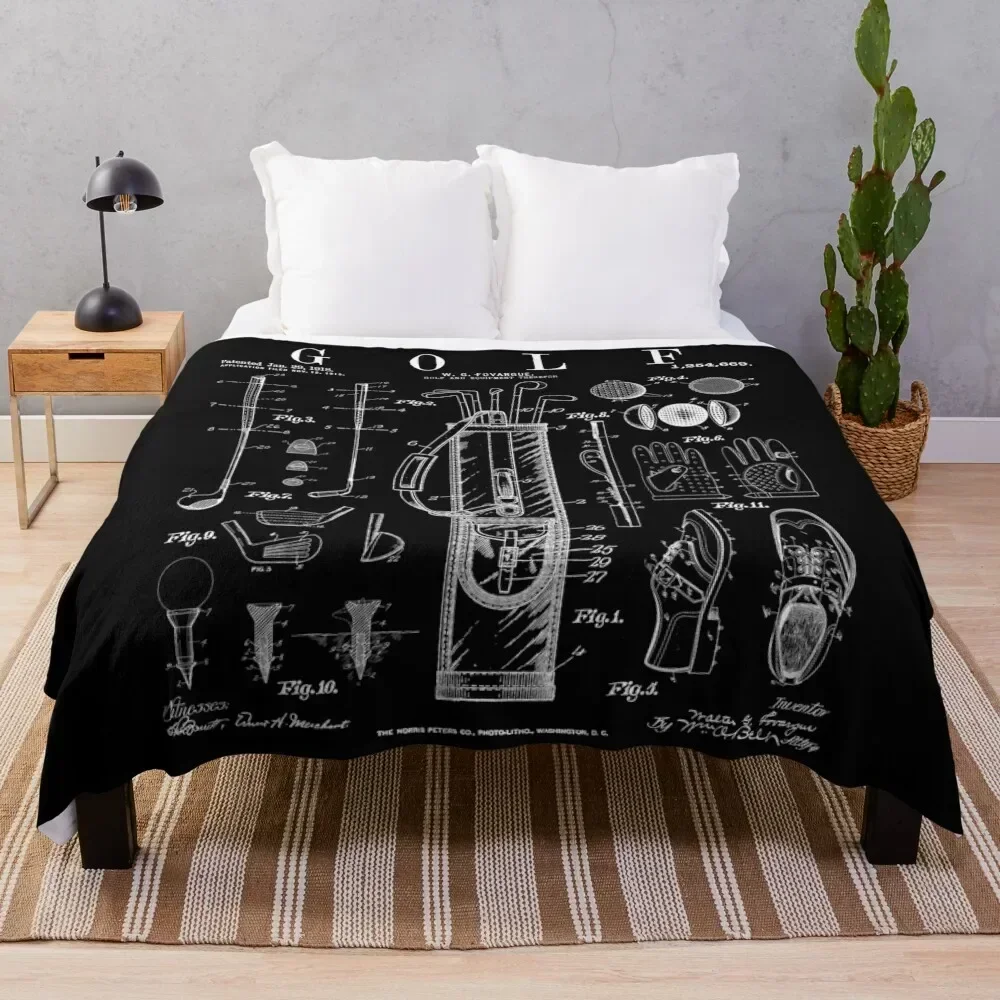 

Golf Club Golfer Old Vintage Patent Drawing Print Throw Blanket cosplay anime Warm Blankets For Bed Hairy Blankets