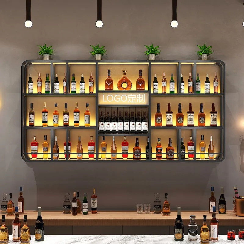 

Modern Salon Wine Cabinet Storage Design Simple Minimalist Wine Cabinet Wall Standing Kitchen Antique Metal Bar Decoration