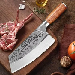 Cleaver Kitchen Knives Wooden Handle Stainless Steel Utility Knife Slicing Fish Vegetables Butcher Knife Chef Cleaver Meat Knife