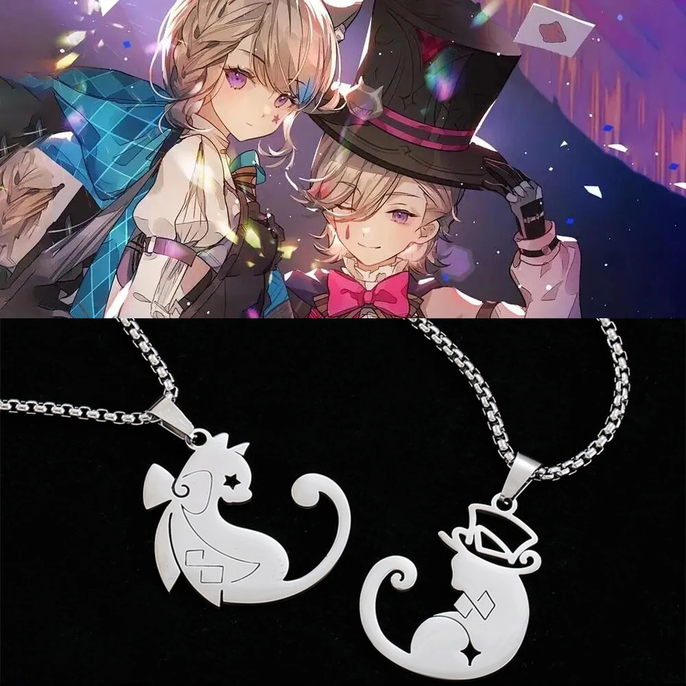 Game Impact Lynette Lyney Magician Cats Theme Cosplay Titanium Steel Necklace Pendant Metal Choker Chain Accessories