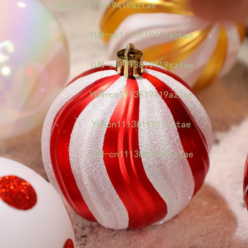 9 Pack 8cm Assorted Pattern Christmas Balls, Glossy Xmas Tree Pendants for Indoor DIY Decoration