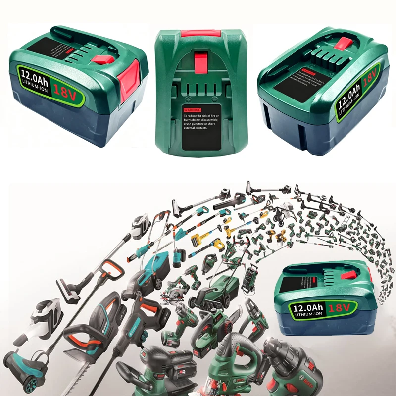 Direct Replacement 18V 12.0Ah Lithium Battery For Bosch PSR18LI‑24AH Drill, PBA Green Series Vacuum Cleaners Power Tools