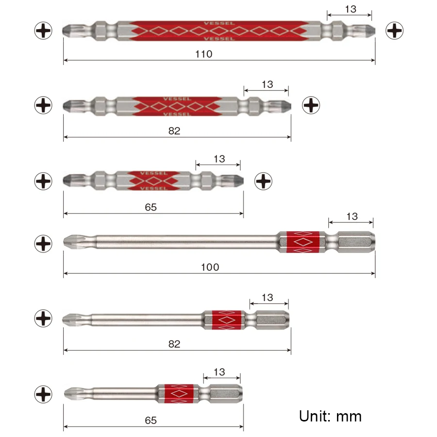 VESSE DG diamond head drill bit Phillips non-magnetic double head 1/4 inch electric manual stainless steel screwdriver bit PH2