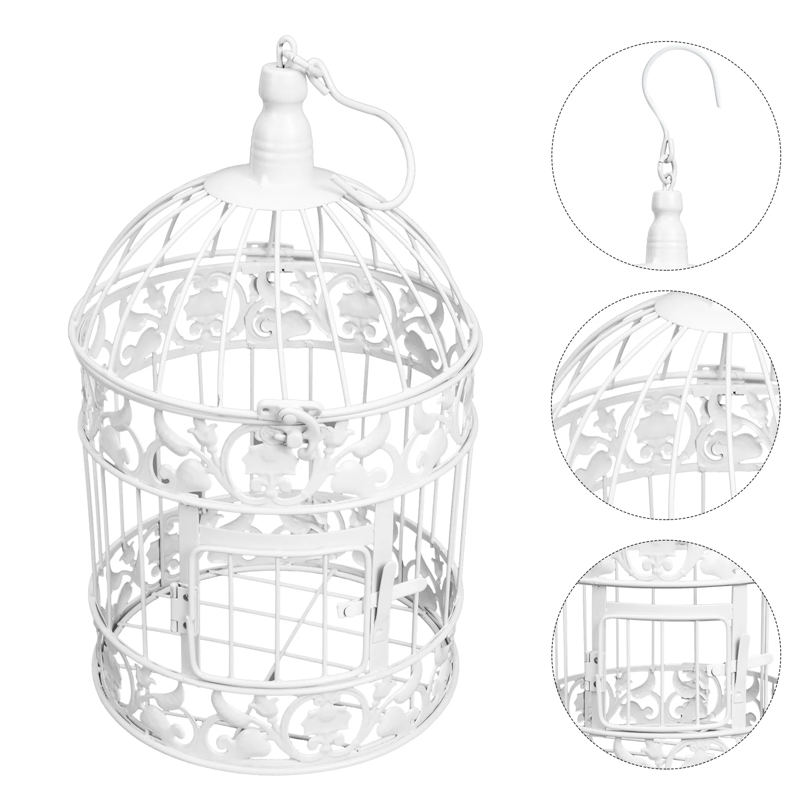 

White Candlesticks Birdcage Decoration Wedding Party Showcase Scene Layout Lantern Desktop Adorn Ornament Iron