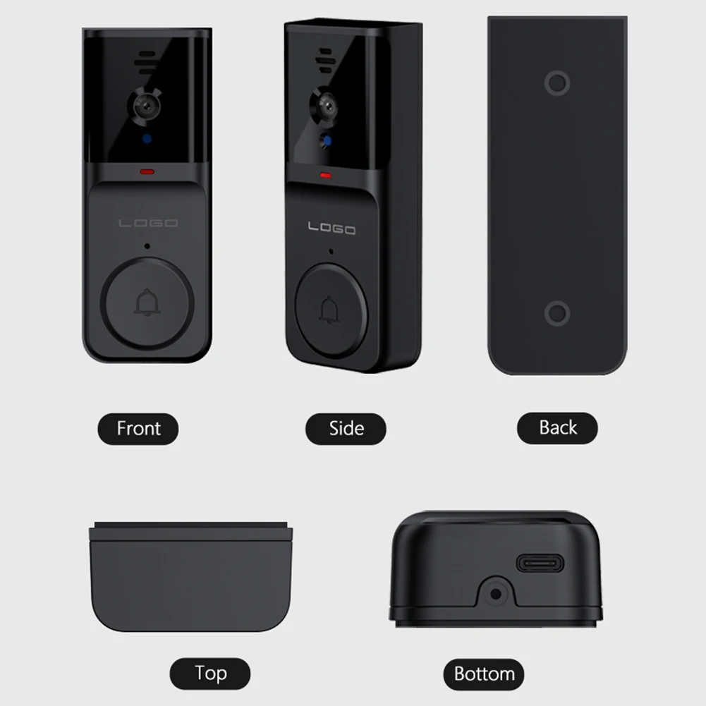 Campanello video wireless Wi-Fi 2.4G Audio bidirezionale Videocitofono intelligente Campanello Visione notturna a infrarossi per appartamento familiare