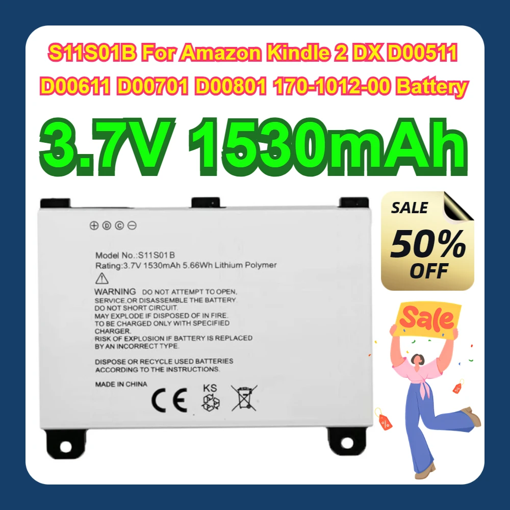 S11S01B For Amazon Kindle 2 DX D00511 D00611 D00701 D00801 170-1012-00 Battery