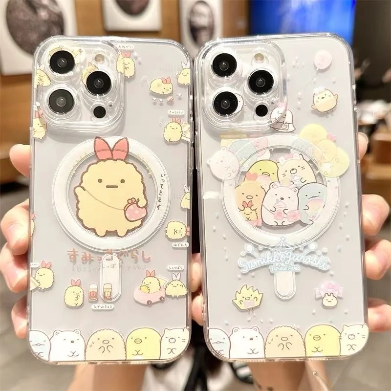 Sumikkogurashi Magsafe Magnetic Phone Case for iPhone 16 15 14 13 12 11 8 7 Plus Pro Max X XR XSMax Soft Clear Tpu Cover