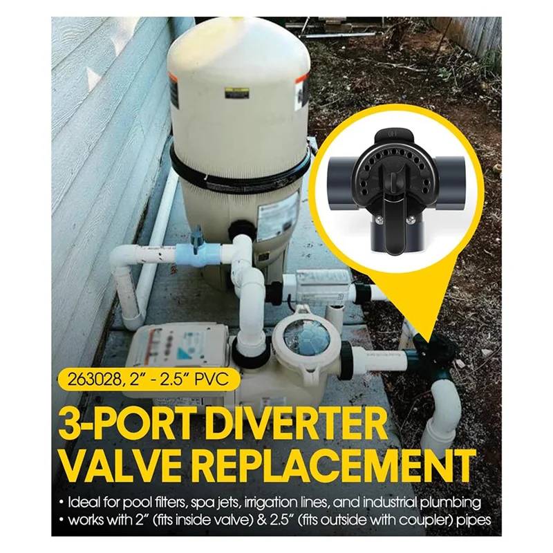 3-ウェイ-3-ポート-ダイバーター-バルブ-2-インチ-pvc-パイプ交換用-263028-プールおよびスパ用のポジティブ非潤滑ダイバーター