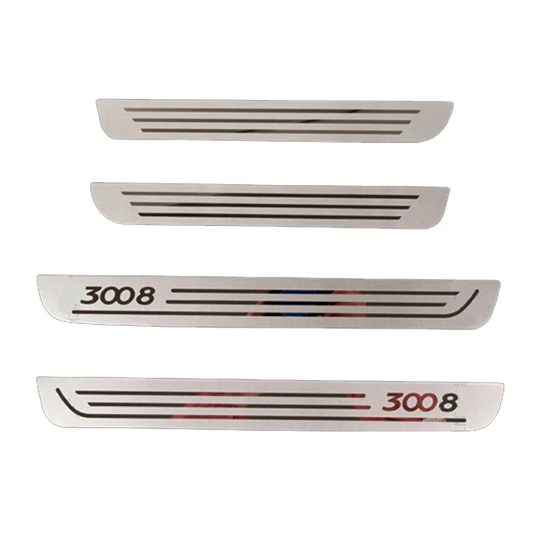 Stainless Steel Door Sill Scuff Plate Car Accessories Trim For Peugeot 3008 2009 2010 2011 2012 2013 2014 2015 2016