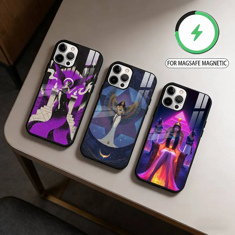 Egypt Mysterious Tarot  Magnetic For Magsafe Wireless Charging Phone Case For iPhone17,16,15,14,13,12,11 Plus,Pro Max