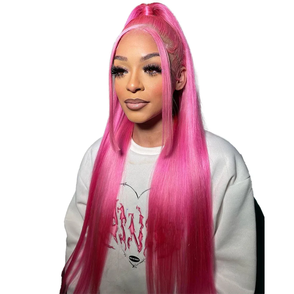 Linhua Haar Rose Pink Farbe 13x6 transparente Spitze Perücken Knochen gerade Remy # Blondine 5x5/13x4 Spitze Frontal Perücke vor gezupft