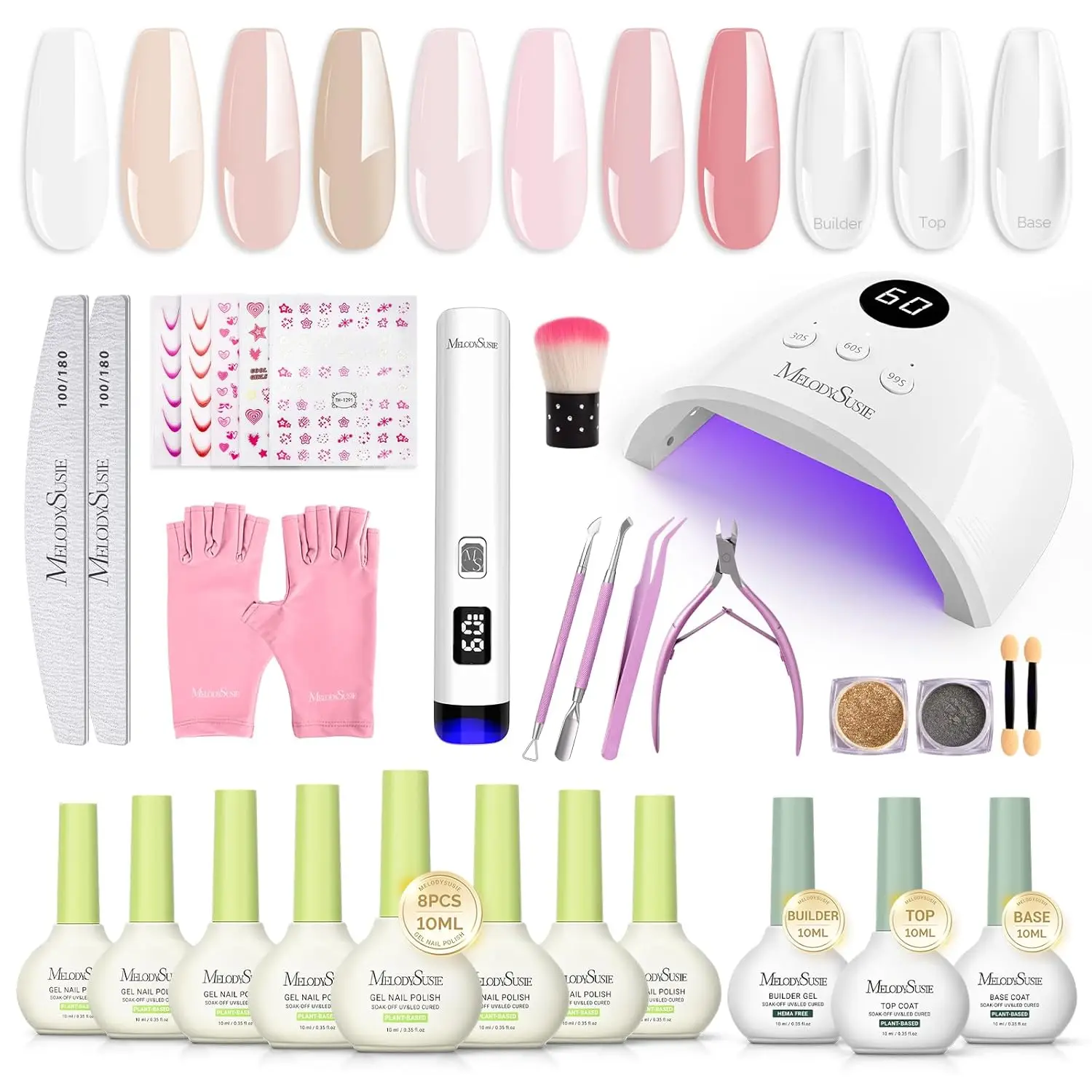 

Портативный беспроводной УФ-ламп-набор для ногтей с гель-лаком на растительной основе, топ-покрытием, базовым покрытием и маникюрными инструментами в классических цветах