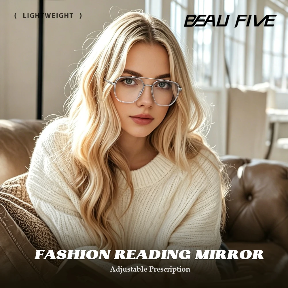 BEAU FIVE Unisex-Lesebrille mit großem Rahmen, Anti-Blaulicht-Lesebrille, ultraleichte, modische, trendige Brillenfassung, schlankmachende Lesebrille