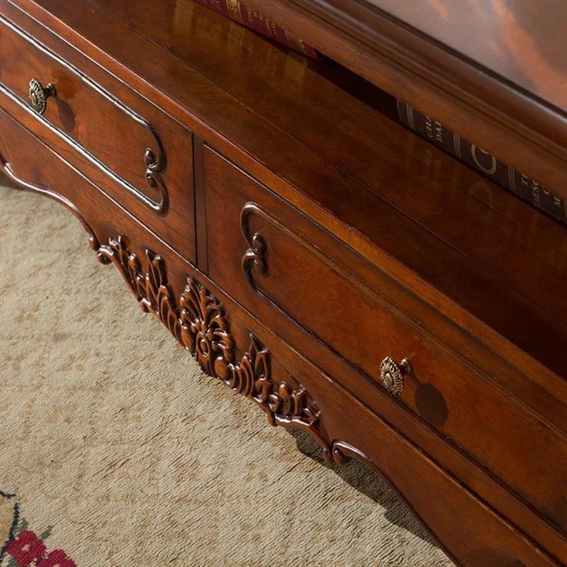Luxury classical wood carving coffee table, living room hotel lobby center table