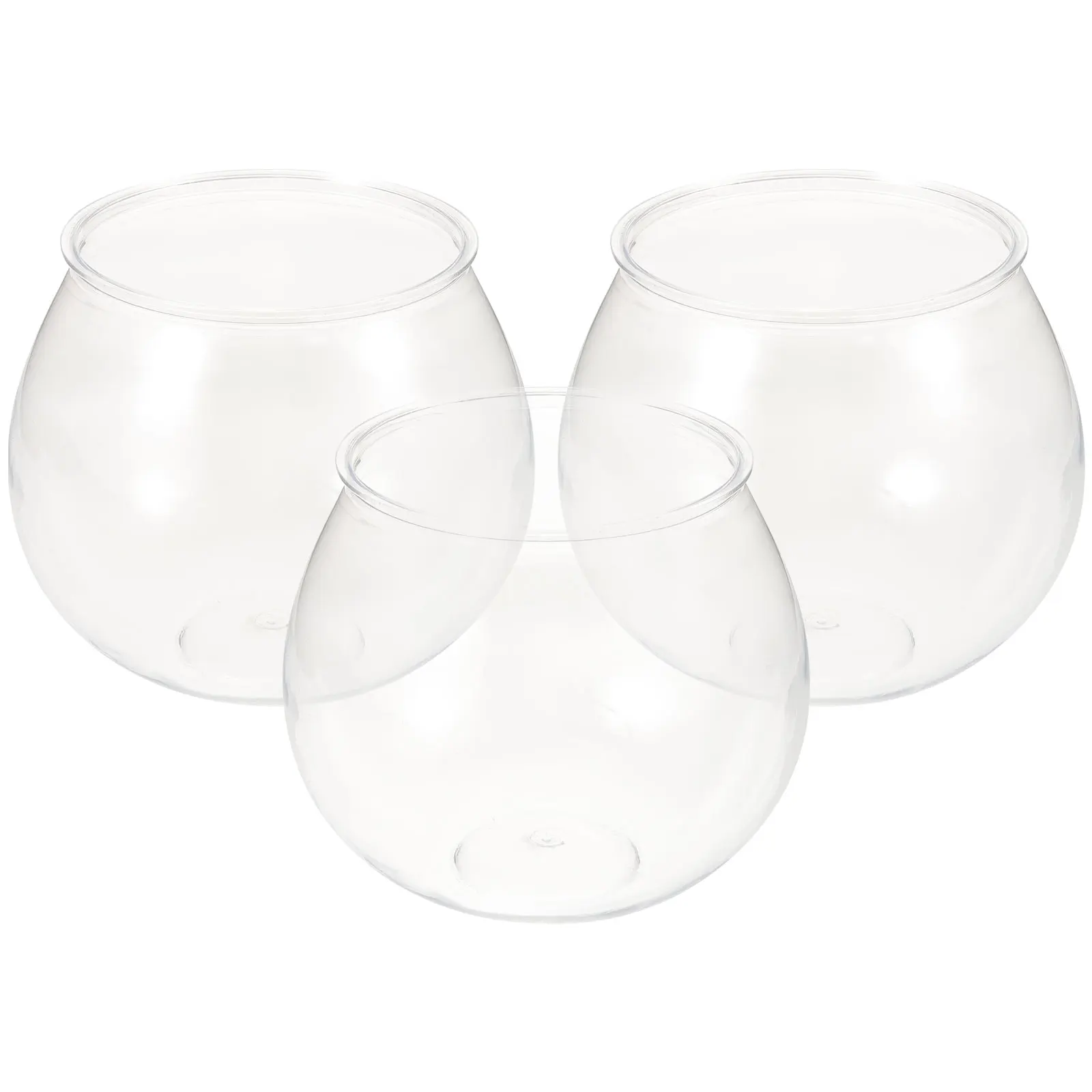 

3Pcs Small Fish Tank Clear Round Plastic Bowls Desktop Aquarium Globe Fish Living Tank Office Decor Household Pet Supplies Mini