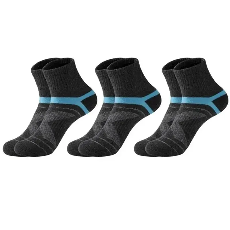 3 Pairs High Quality Men Socks Dark Grey Sports Socks Casual Soft Running Four Season Absorb Sweat Breathable Male Sock