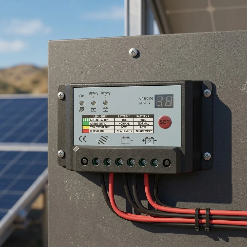 Solar Charge Controller for Dual For Battery 12V 24V 10A 20A 30A Compatible with Sealed Gel Flooded Types for RV Use