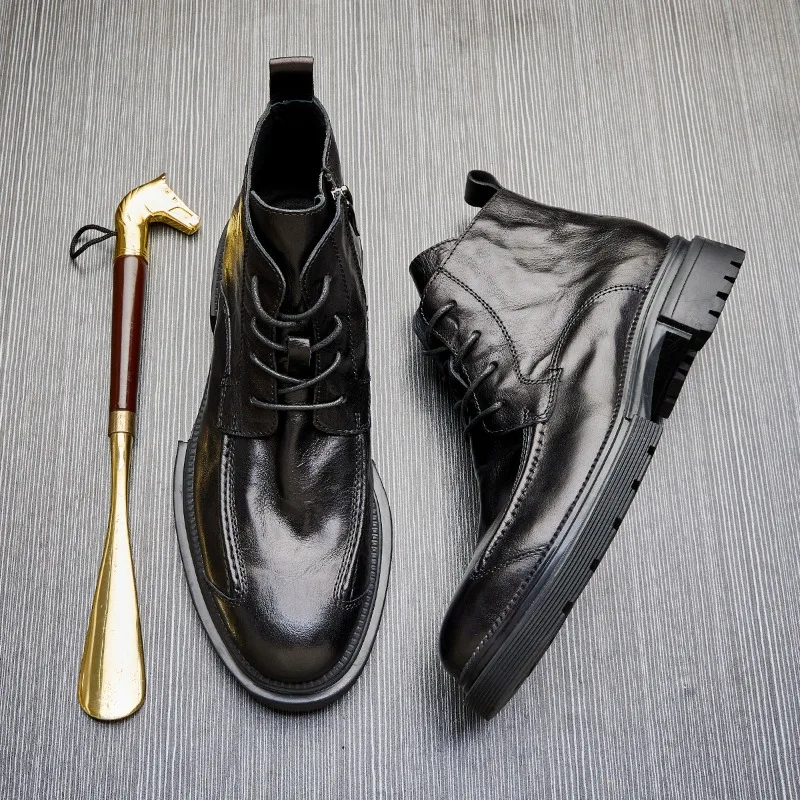 

Men's Leather Boots Autumn Winter Genuine Leather Boots Business Boots Men