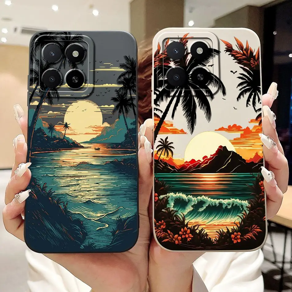 

Для Honor X5b Plus модный чехол для телефона с пляжной росписью Dusk для Honor X5b X 5B Plus, мягкие силиконовые противоударные чехлы