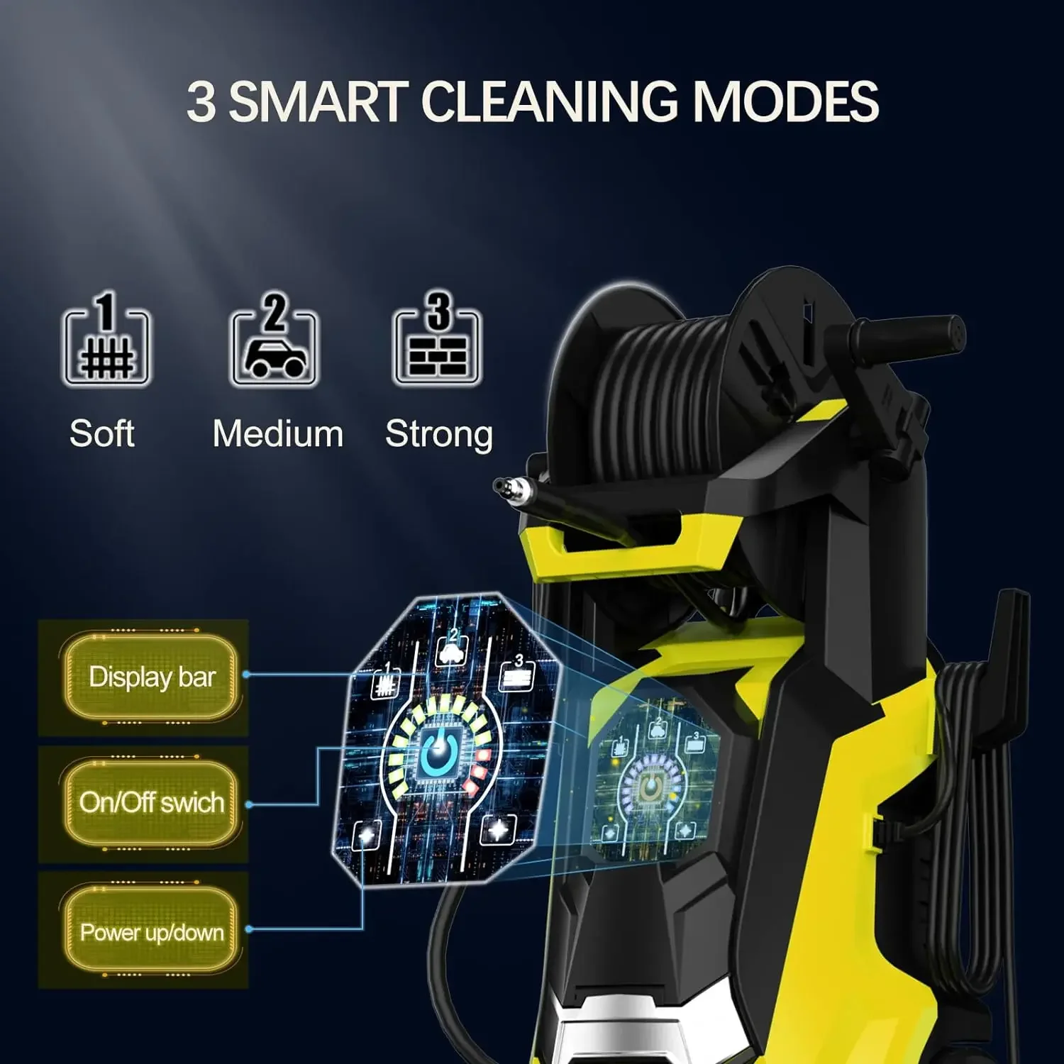 Electric Pressure Washer 4500 PSI 3.2 GPM Touch Screen Adjustable Pressure,4 Nozzles and 500ml Foam Cannon Power Washer